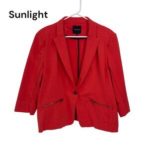 Christian Siriano Women XL Coral Blazer Zipper Accents Single Button Closure